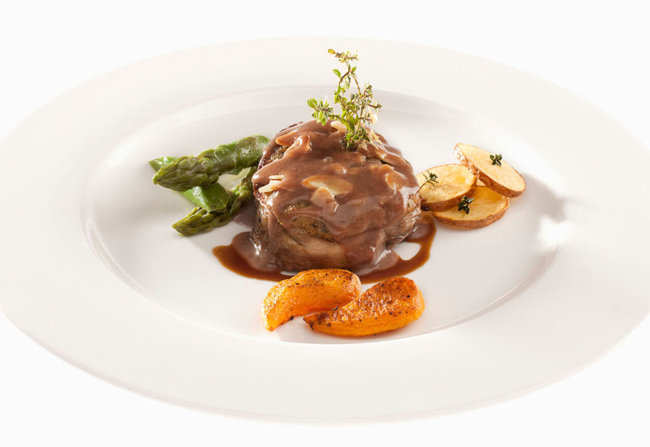 Beef fillet en croute with aromatic herbs from my garden and